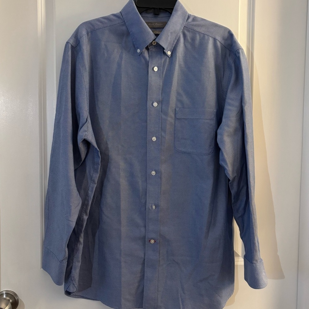Men's Daniel Cremieux Non-Iron Blue Button-Down Dress Shirt Sz L